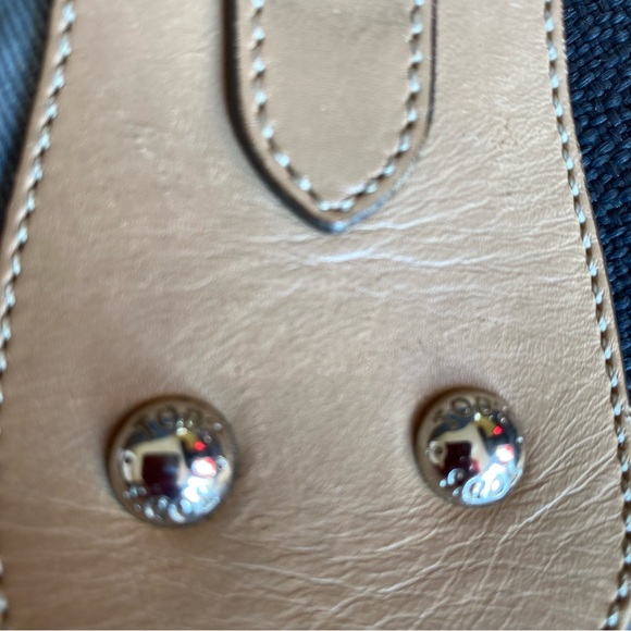 Tods coated canvas two way bag blue with tan leather trim - Picture 8 of 15